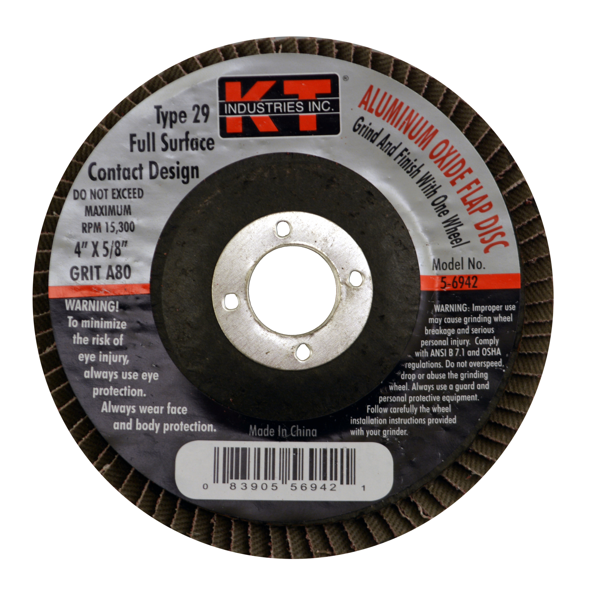 K-T Industries Flap Disc — 4in. x 5/8in., 80 Grit, Model# 5-6942